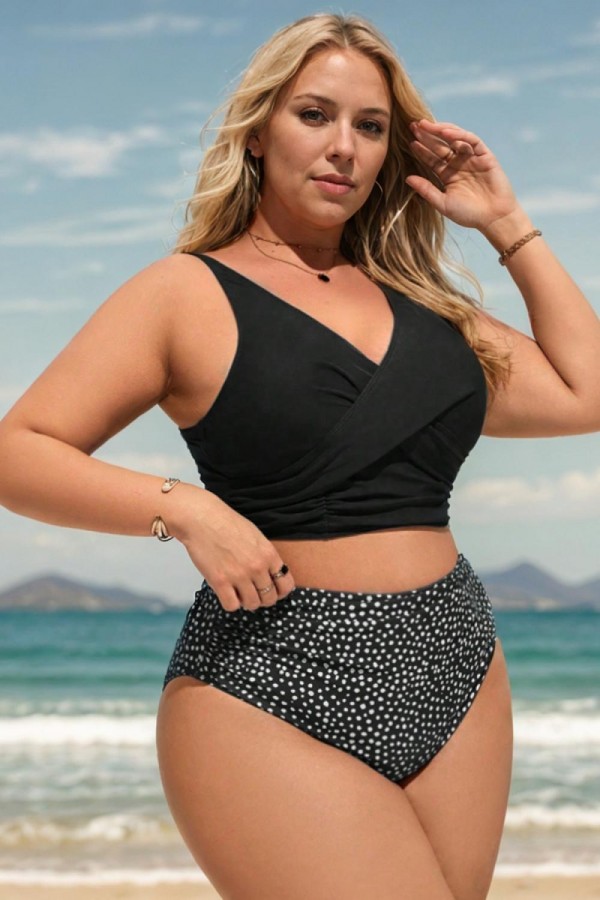 Top de bikini estilo chaleco con giro frontal y cierre trasero ajustable