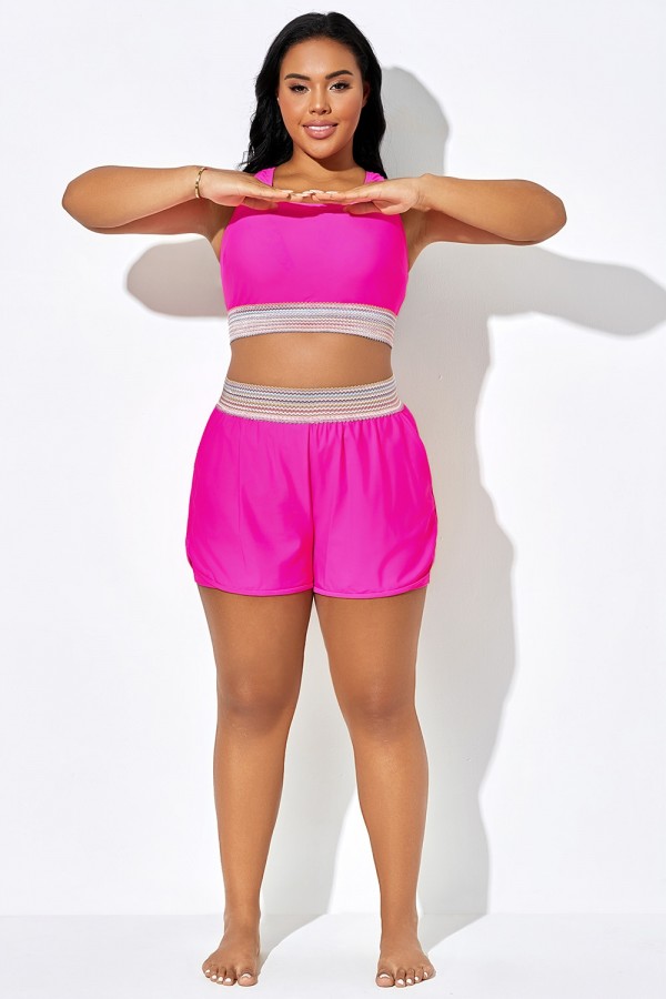 Shorts coloridos y rosas de talla grande con bolsillos