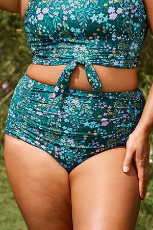 Braga Verde Cabaña De Cintura Alta Con Estampado Floral