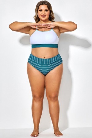 Braga Bañador Elegante con Cintura Alta a Rayas