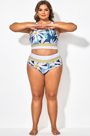Braga de Bikini de Playa Cintura Alta con Floral Estampado