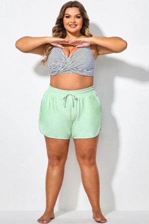 Pantalones Cortos Verde Menta Cintura Alta sin Forro para Mujer