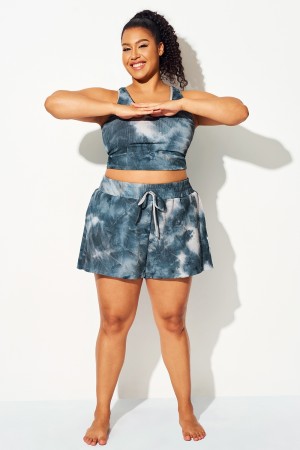 Short de bikini básico tie-dye negro y gris