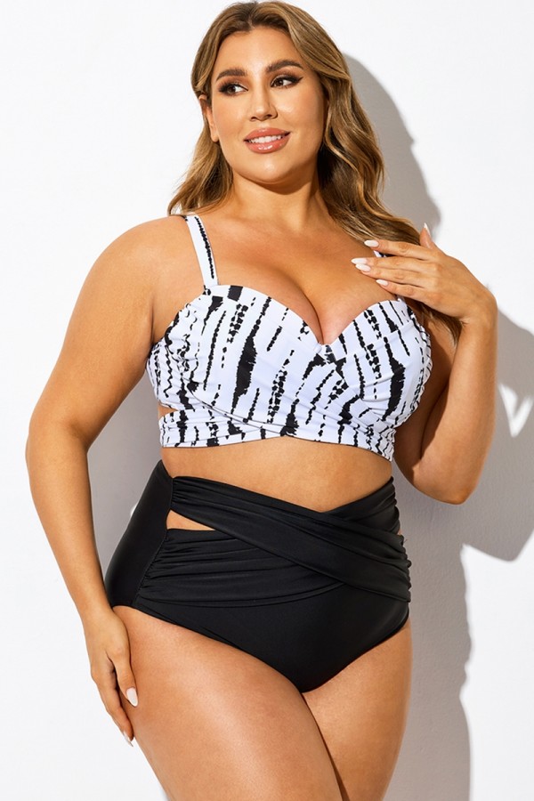 Top de bikini push up con tirantes ajustables y efecto tie-dye