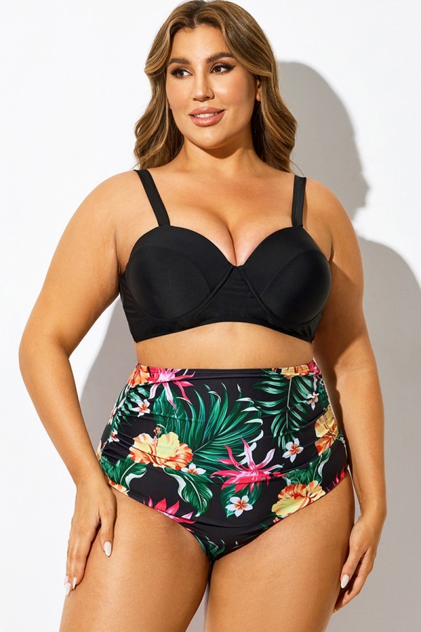 Top de bikini con aros y tirantes ajustables cruzados de talla grande