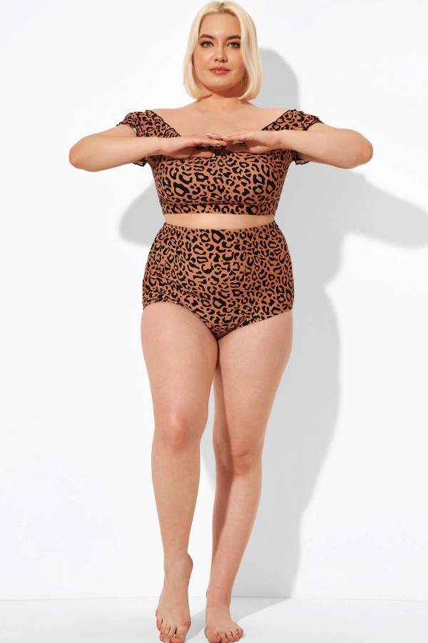 Braga Bikini Leopardo Cintura Alta para Mujer
