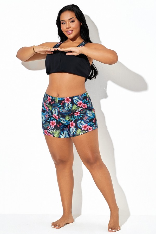 Bóxer de tiro medio con estampado floral y de hojas