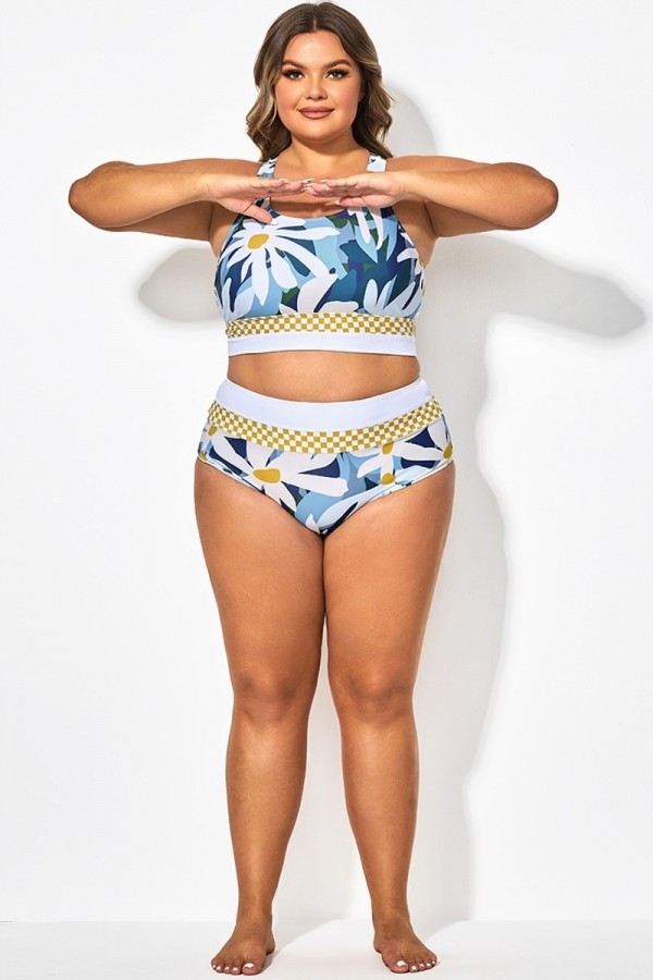 Braga de Bikini de Playa Cintura Alta con Floral Estampado