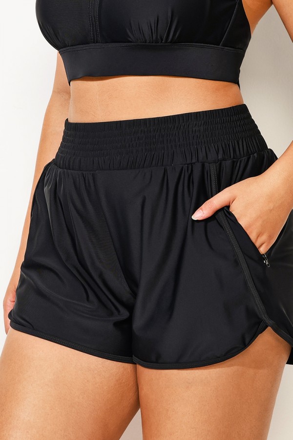 Pantalón Corto Negro De Talla Grande De Cintura Talla Para Mujer