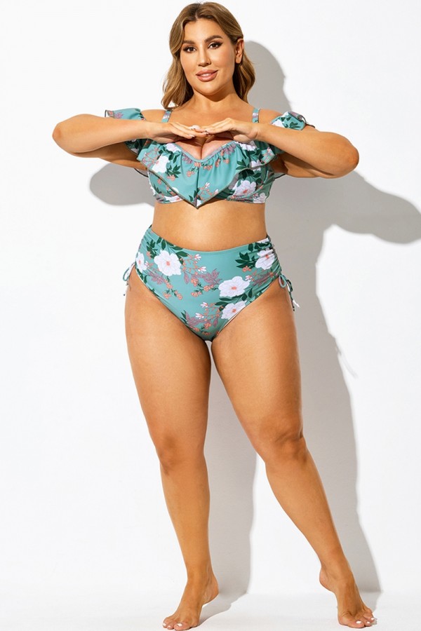 Braguita de cintura alta con nudo lateral y estampado floral
