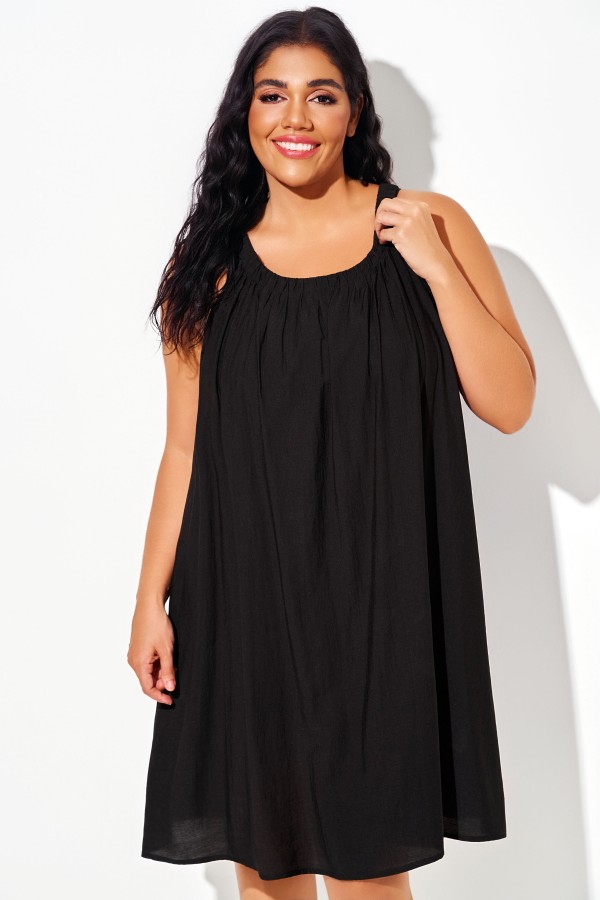 Vestido playero fluido sin mangas de talla grande