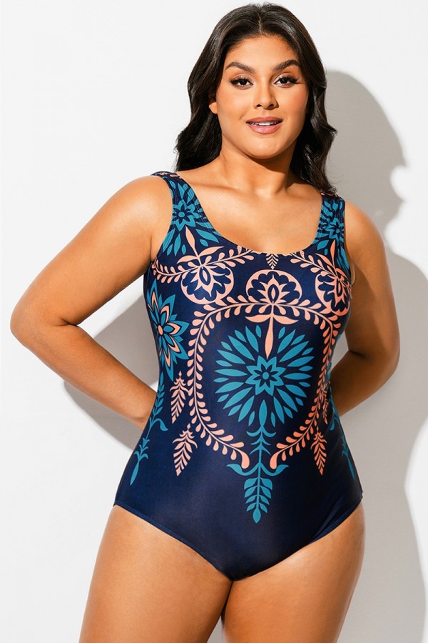 Traje de Baño Deportivo de Una Pieza con Estampado de Playa