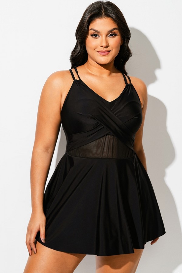 Traje De Baño De Una Pieza De Malla Playera De Talla Grande