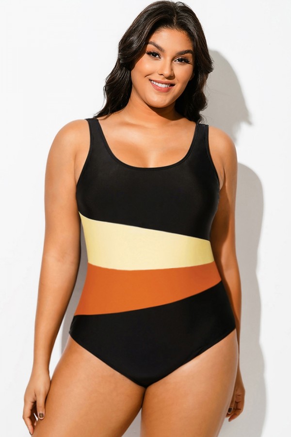 Traje de Baño de Una Pieza Hacer Subir con Parches de Talla Grande