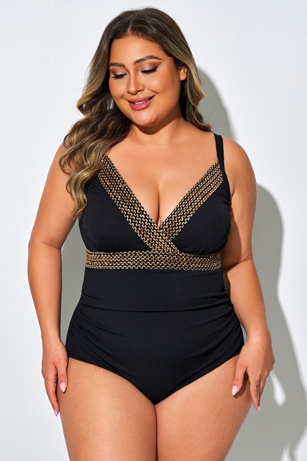 Traje de baño de una pieza con tirantes para mujer de talla grande