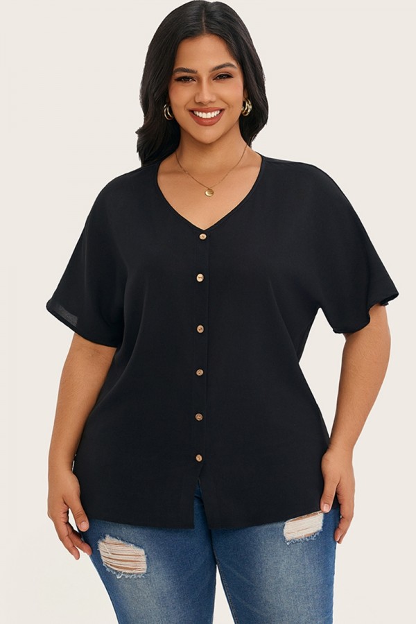 Camiseta de manga corta con adornos negra