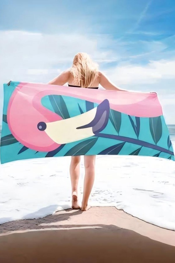 Toalla de playa absorbente extragrande con estampado de flamencos