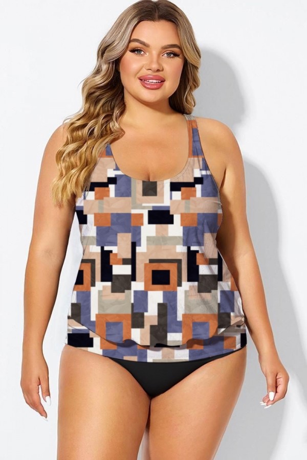 Top tankini con espalda nadadora y control de abdomen geom