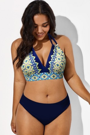 Top De Bikini Sexy V-Cuello Con Floral Estampado