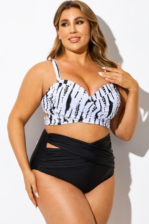 Top de bikini push up con tirantes ajustables y efecto tie-dye