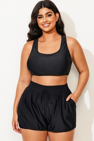 Top De Bikini Con Espalda Cruzada y Corte En la Espalda De Talla Grande