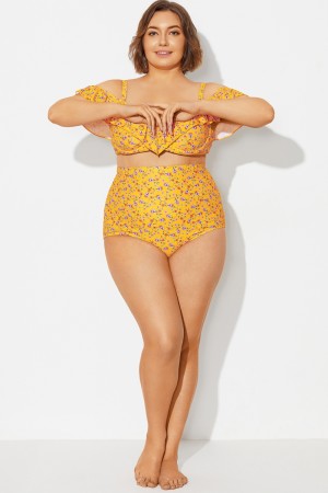 Braga Amarillo Floral de Cintura Alta para Señora