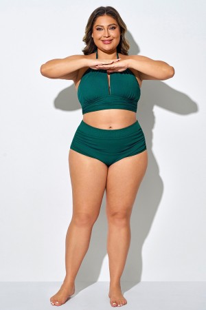 Bañador Slip De Cintura Alta Elegante Verde Oscuro