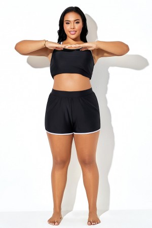 Bañador deportivo ajustado de talle alto y tallas grandes