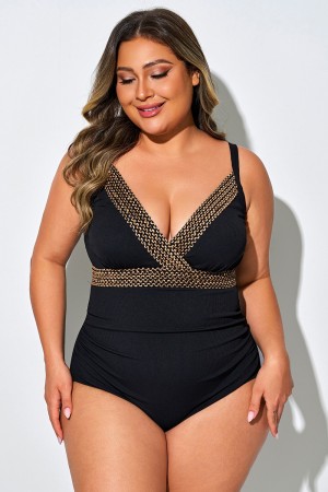 Traje de baño de una pieza con tirantes para mujer de talla grande