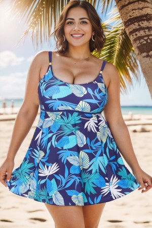 Vestido de Baño Multicolor Cruzado Ligero con Tirantes Dobles