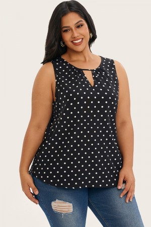 Blusa sin mangas ahuecada con estampado de lunares