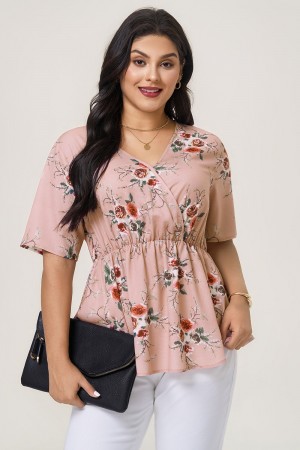 Blusa Dobladillo Asimétrico y Volantes con Floral Estampado