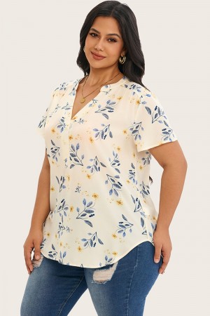 Blusa de manga corta con volantes y estampado floral