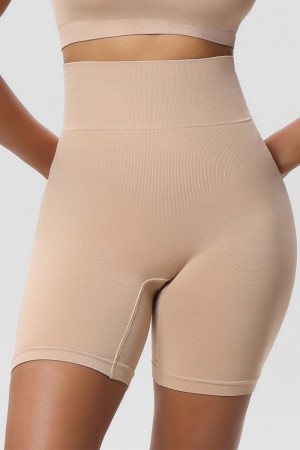 Shorts Moldeadores Beige De Cintura Alta Con Control De Barriga